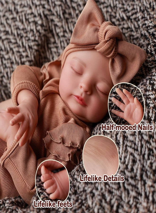 ADFO Real Life Reborn Baby Dolls Girl 20 Inches Realistic Baby Doll Soft Vinyl Sleeping Newborn Baby Dolls with Feeding Accessories for Kids Ages 3+ - Image 4